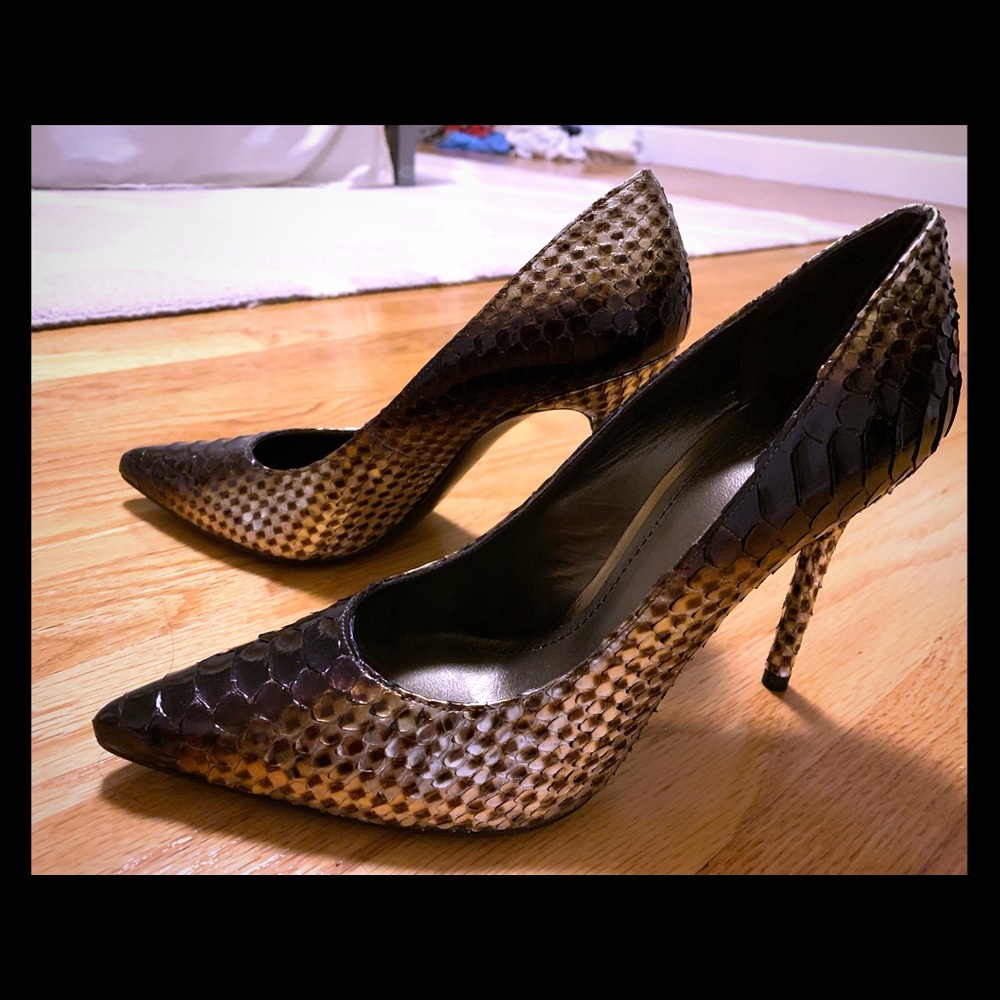 Stuart Weitzman Snake Wine Glazed Python Pumps